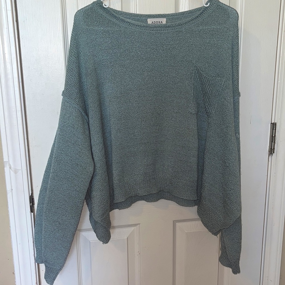 Teal Sweater with Pocket